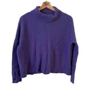 Eileen Fisher Yak & Wool Blend Turtleneck Oversized Knit Sweater in Purple SZ XS